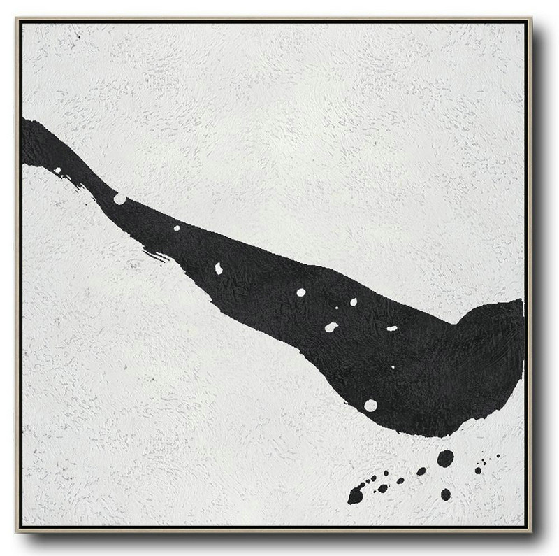 Oversized Minimal Black And White Painting,Modern Art Oil Painting #O9W3